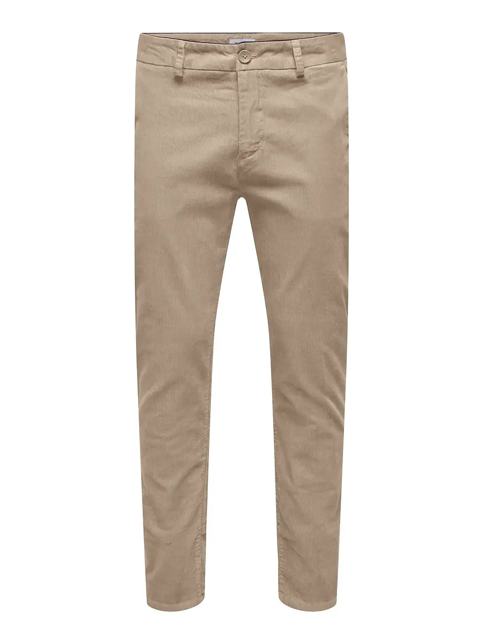 Miniatura: Pantaloni in velluto nocciola slim fit