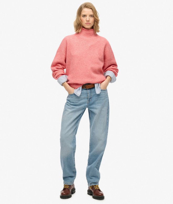 Thumbnail: Maglione con collo a lupetto morbido color pesca Superdry