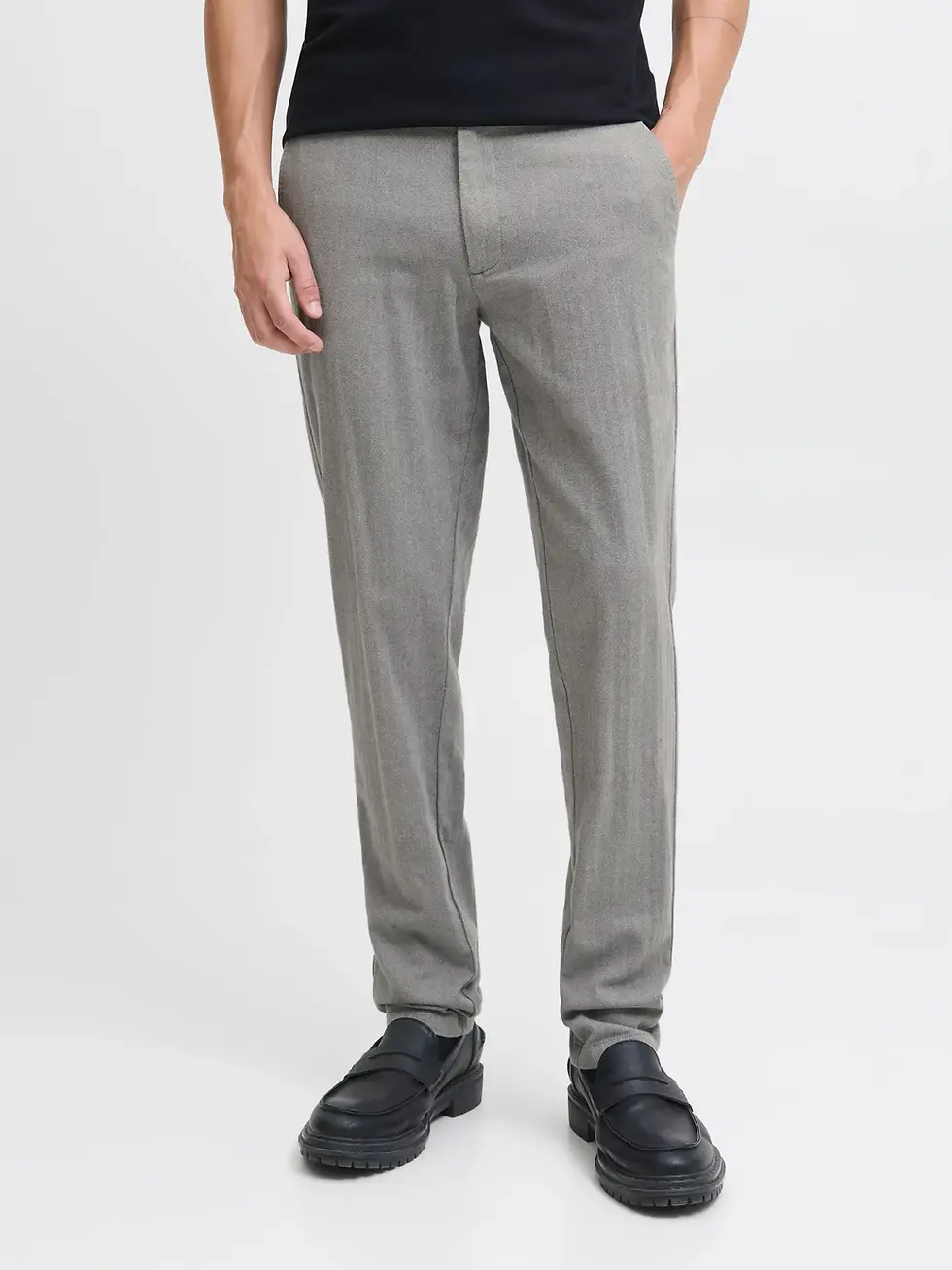 Miniatura: Pantaloni modello slim in fantasia spinata
