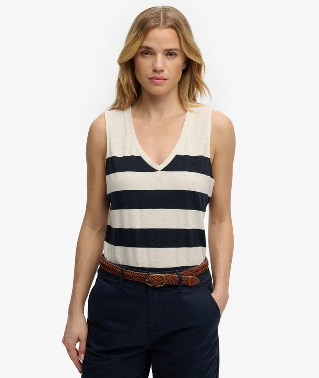 Canotta scollo a V a righe Superdry