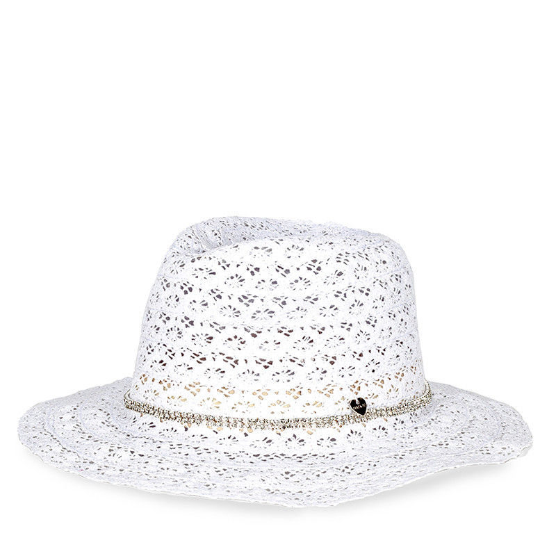 Cappello bianco Fedora in pizzo