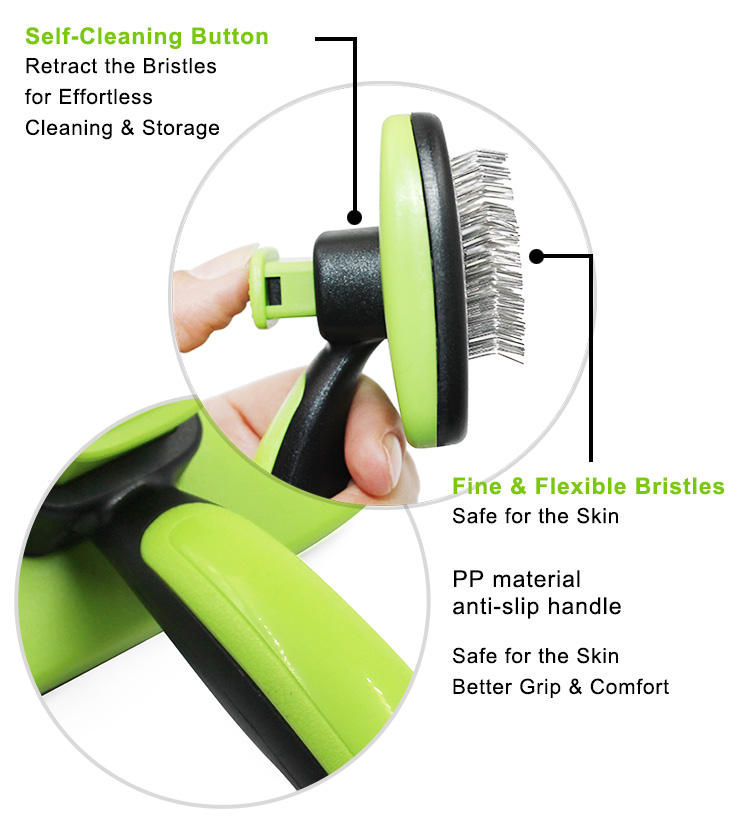 Thumbnail: Self-Cleaning One-Click Deshedding Slicker Brush