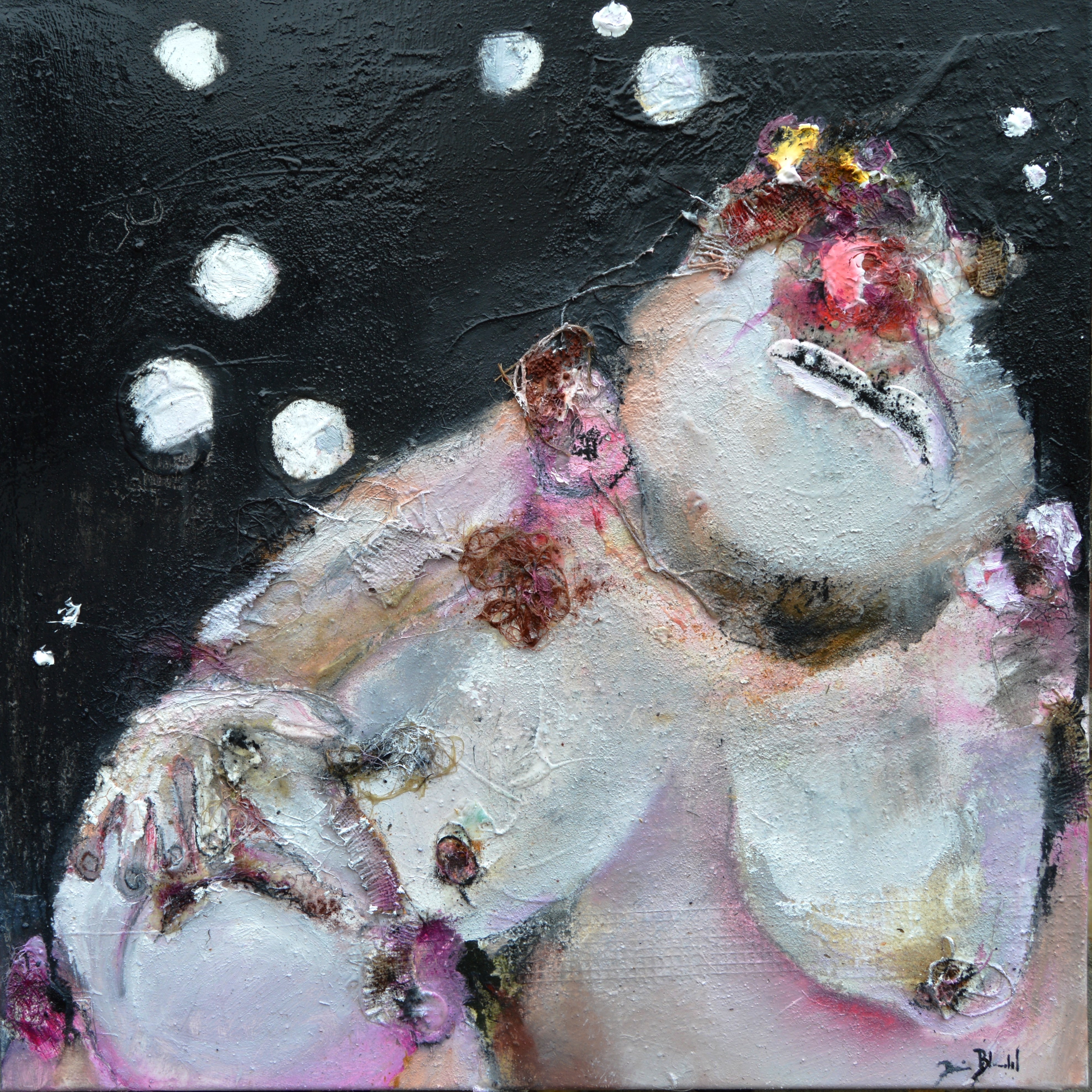les boules-60 x 60- mixtes sur toile