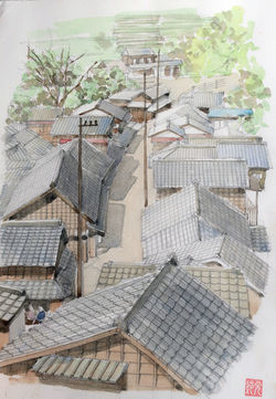 004_宇津の谷(静岡・藤枝市岡部町)-2007／水彩F4