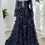Thumbnail: Elegant Navy A-Line Evening Dress With 3D Flowers 2025 Luxury Long Sleeves Form