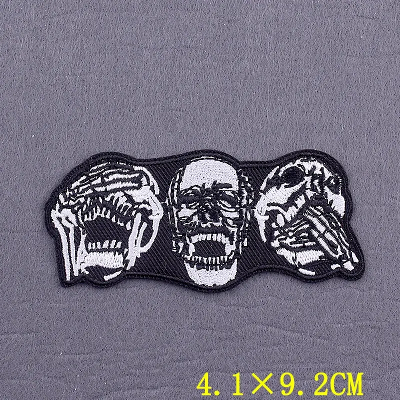 Thumbnail: Skull Iron on Embroidered Patches DIY Black and White