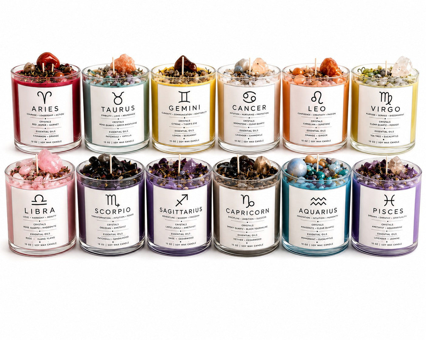Complete Zodiac Candle Collection – 12 Signs, handcrafted product by JoyfulBliss Co.
