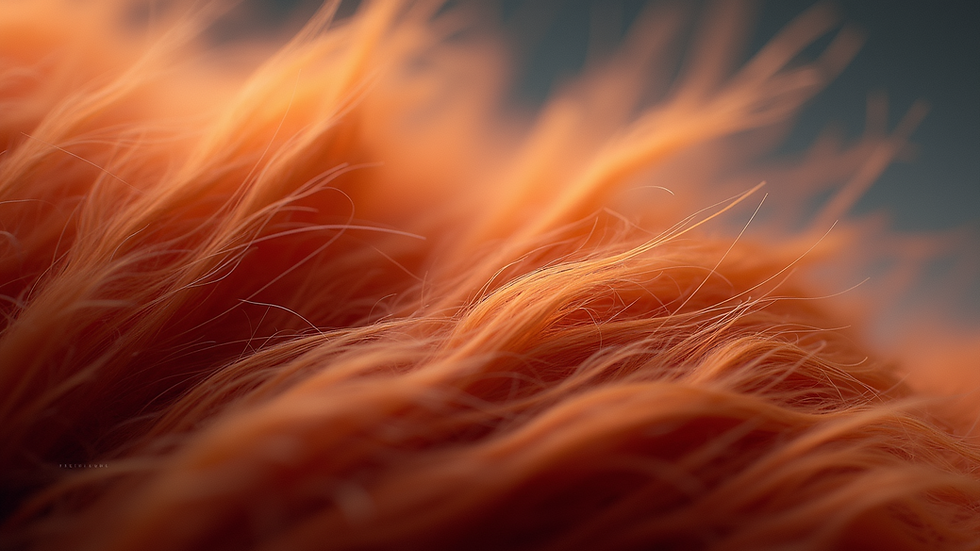 Close-up view of hair strands with vibrant color