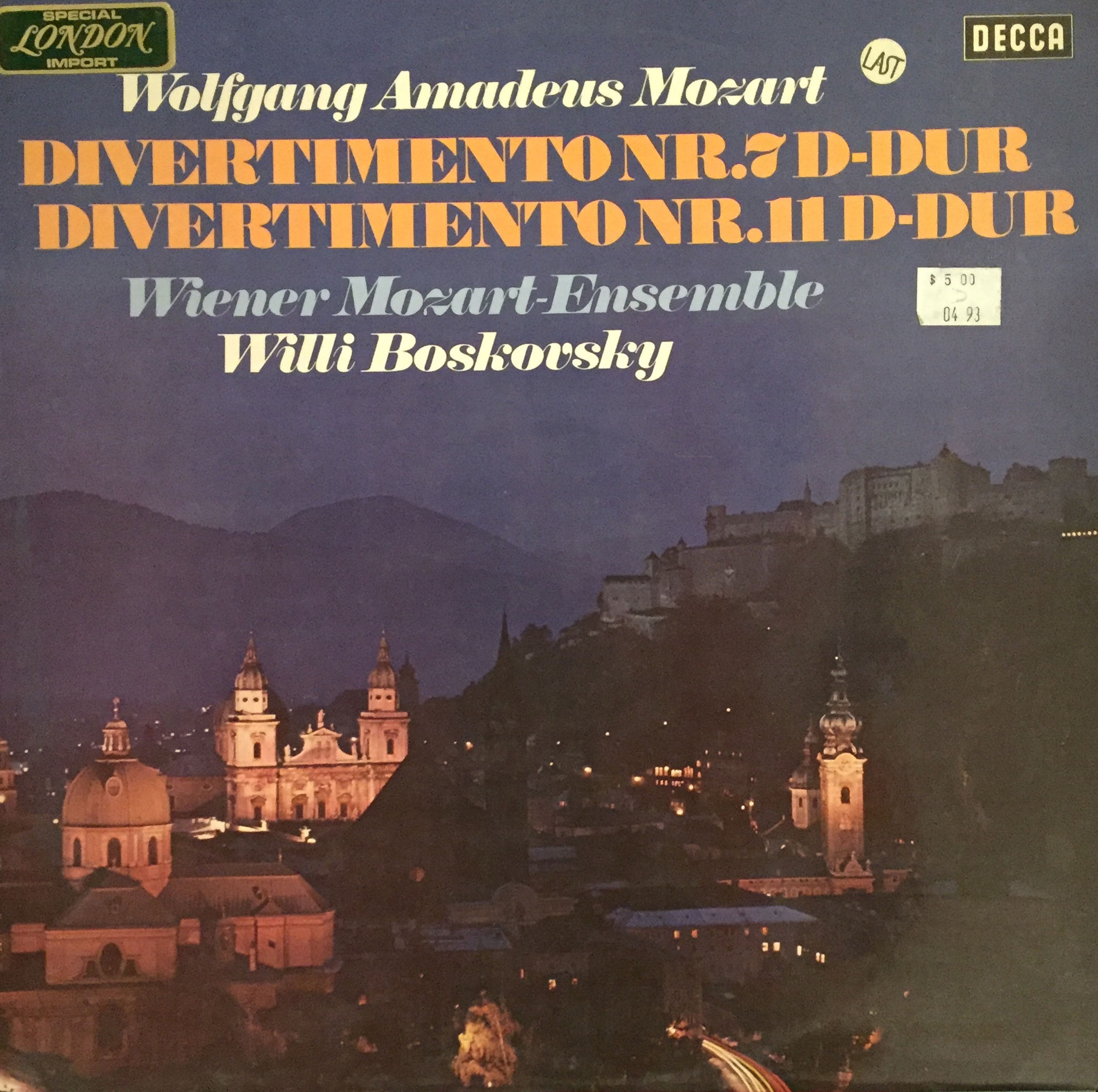 Vienna Mozart Ensemble, Mozart, Willi Boskovsky ‎– Serenades Volume 8
