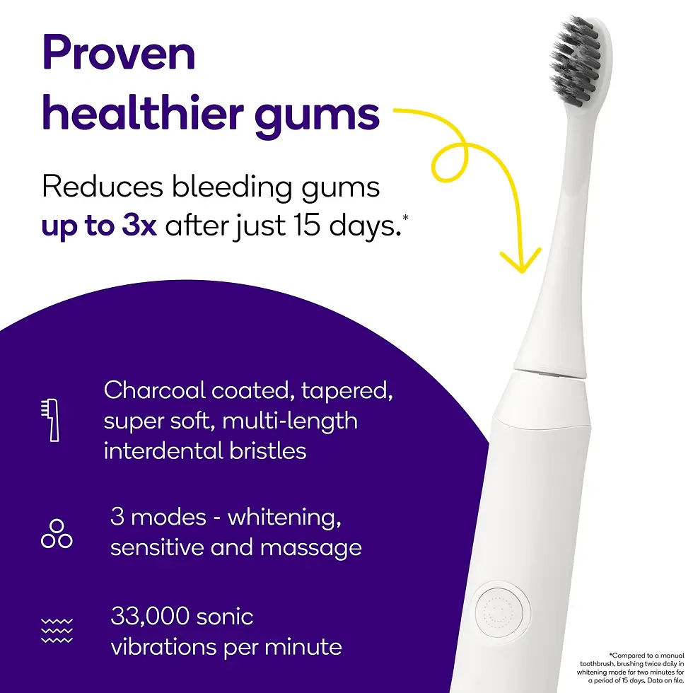 Thumbnail: Burst Sonic Electric Toothbrush, 3 Modes, Soft Charcoal Bristles
