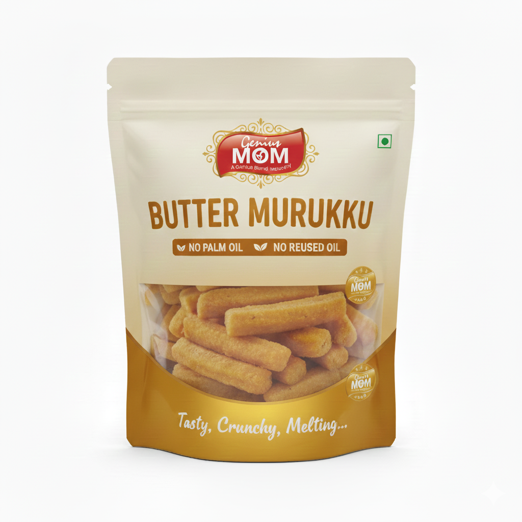 Genius MOM Butter Murukku 200 Grams - No Palm Oil - Tasty - Crunchy - Melting