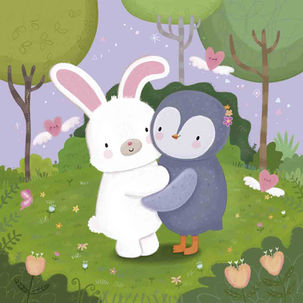 Valentine Bunny Penguin Hugs