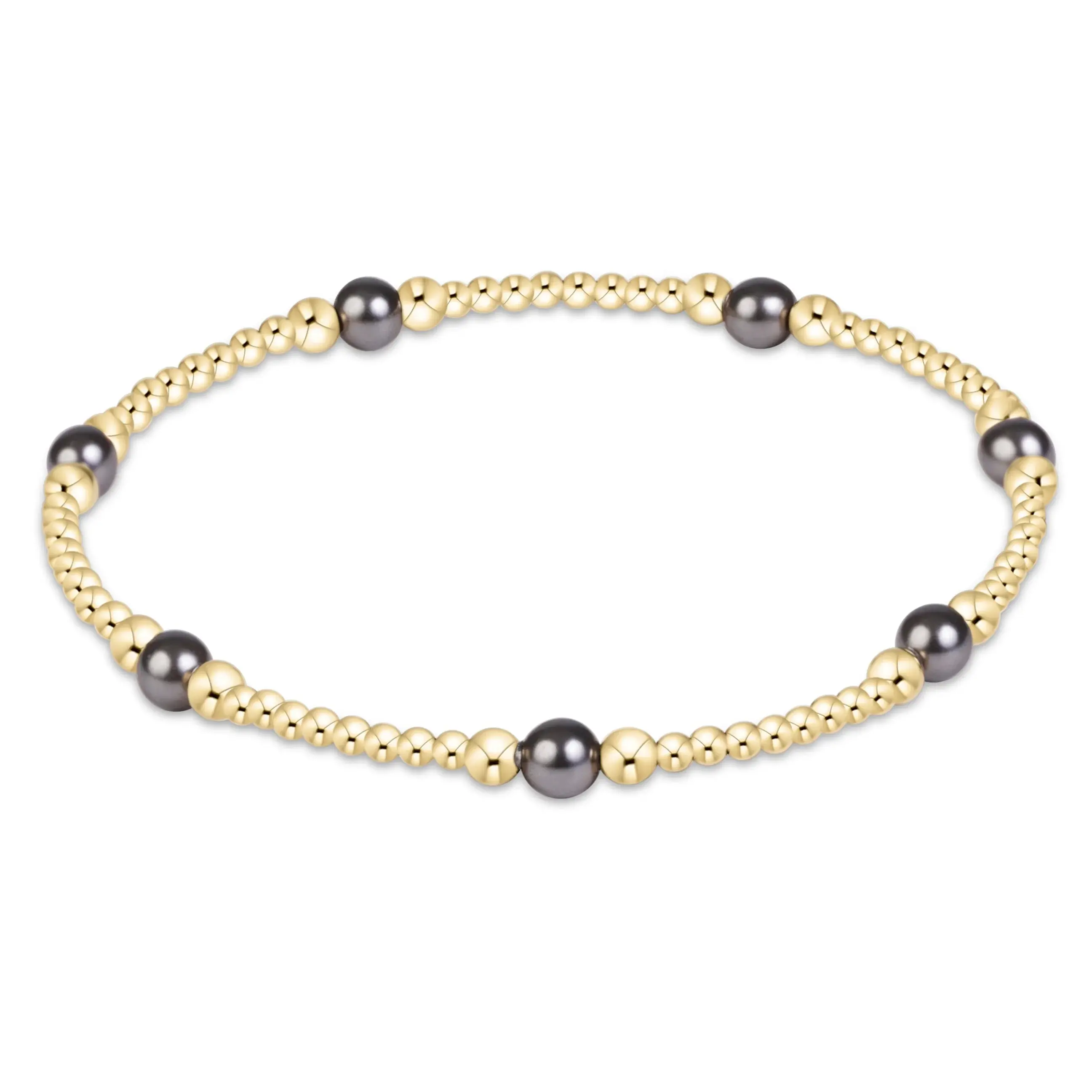 enewton - purpose pearl dark grey 4mm gold bracelet