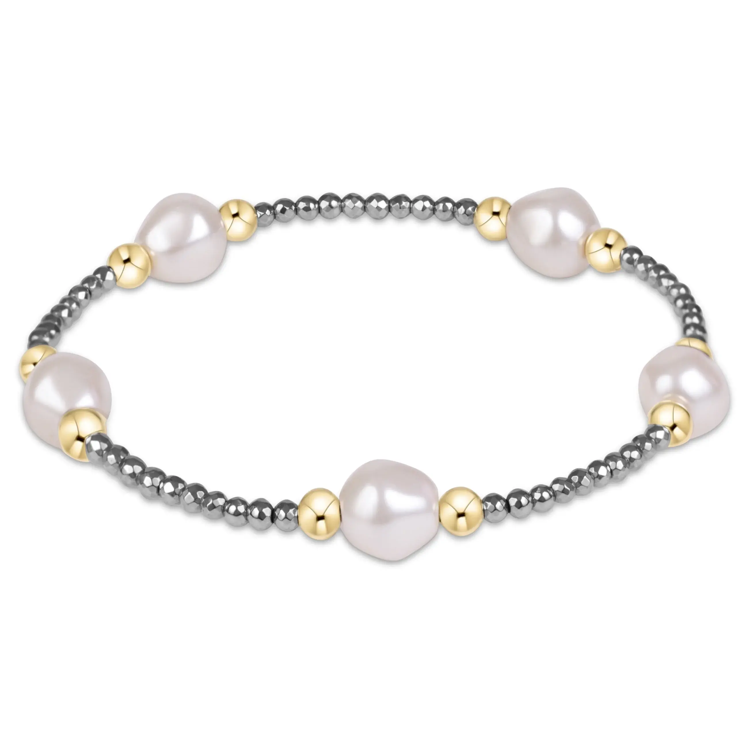 enewton - purpose admire pearl 8mm silver faceted hematite bracelet