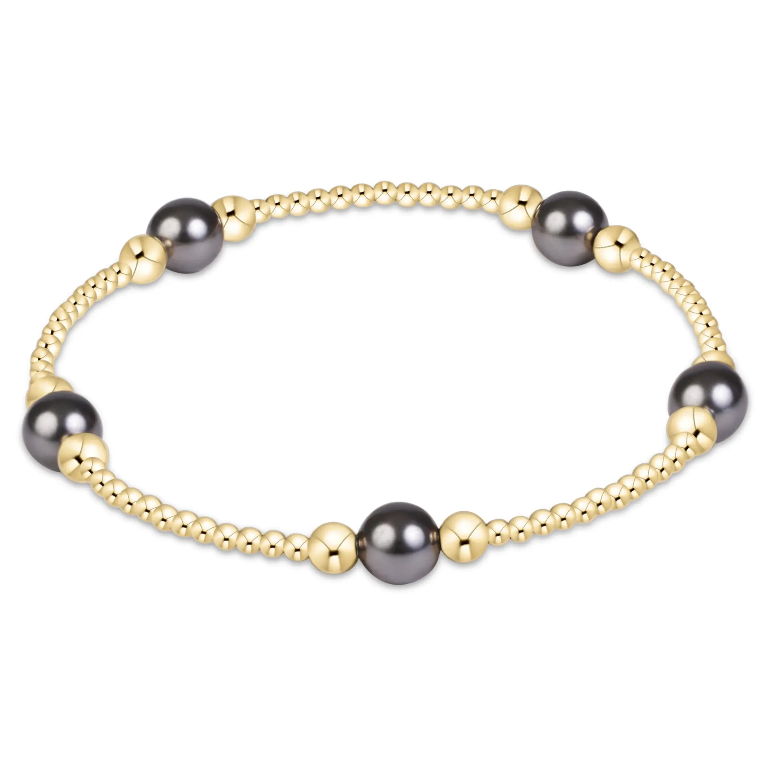 enewton - purpose pearl dark grey 6mm gold bracelet