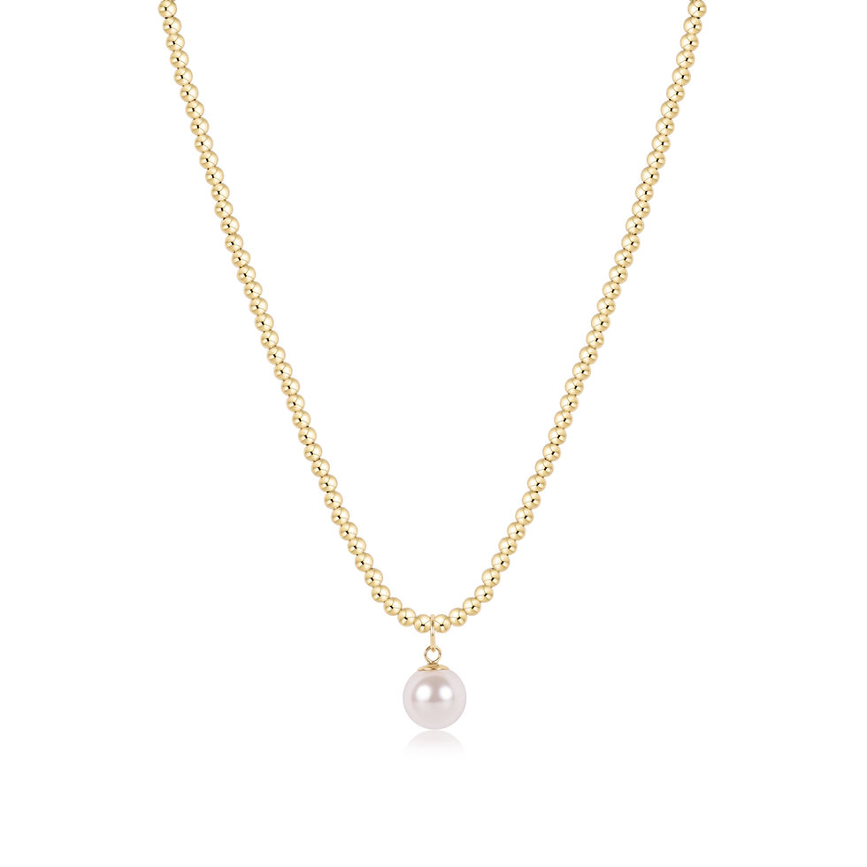 enewton - 15" Choker Beaded - Classic Gold 3mm - Classic Pearl 10mm Charm