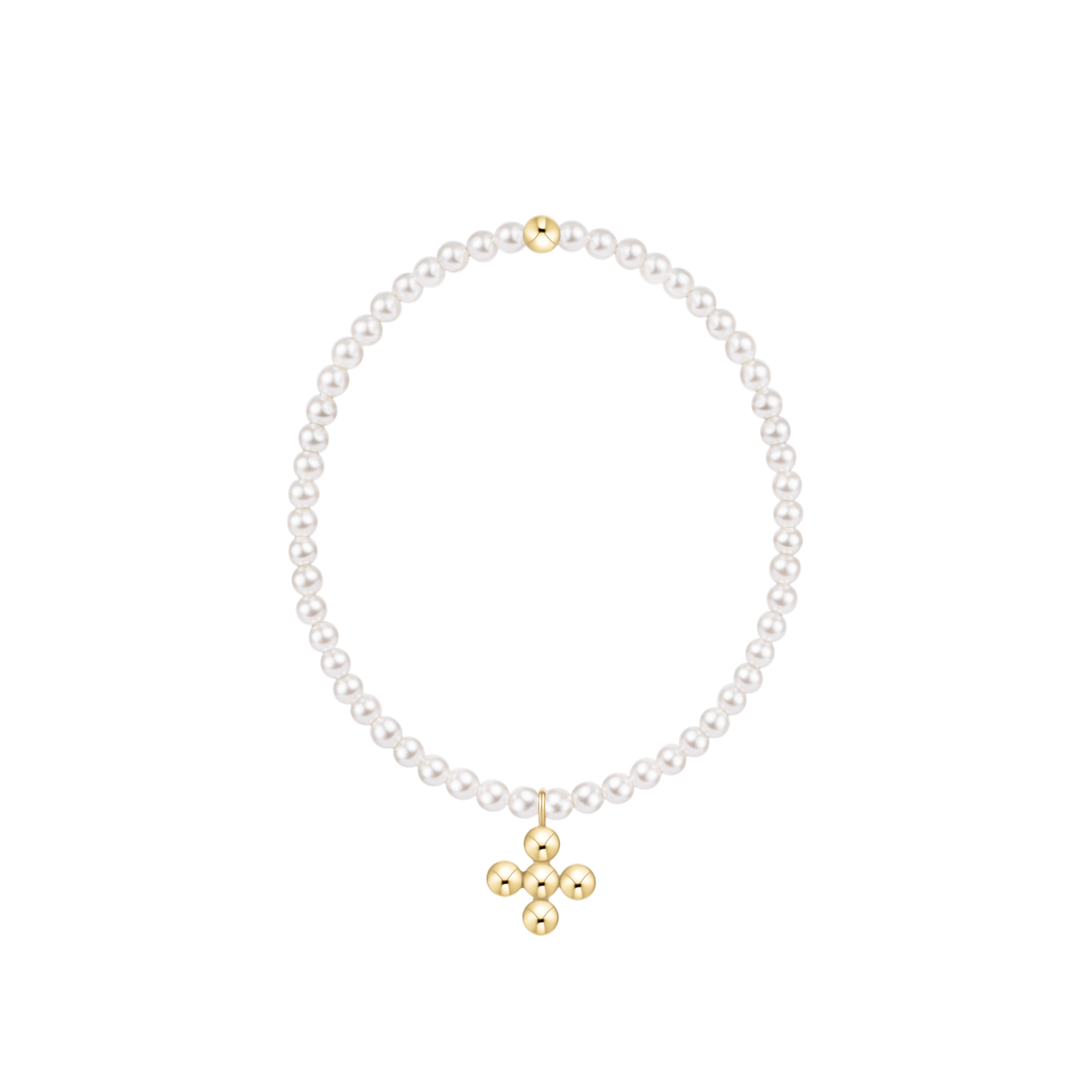 enewton - Classic Pearl 3mm Signature Cross 4mm Beaded Charm Bracelet