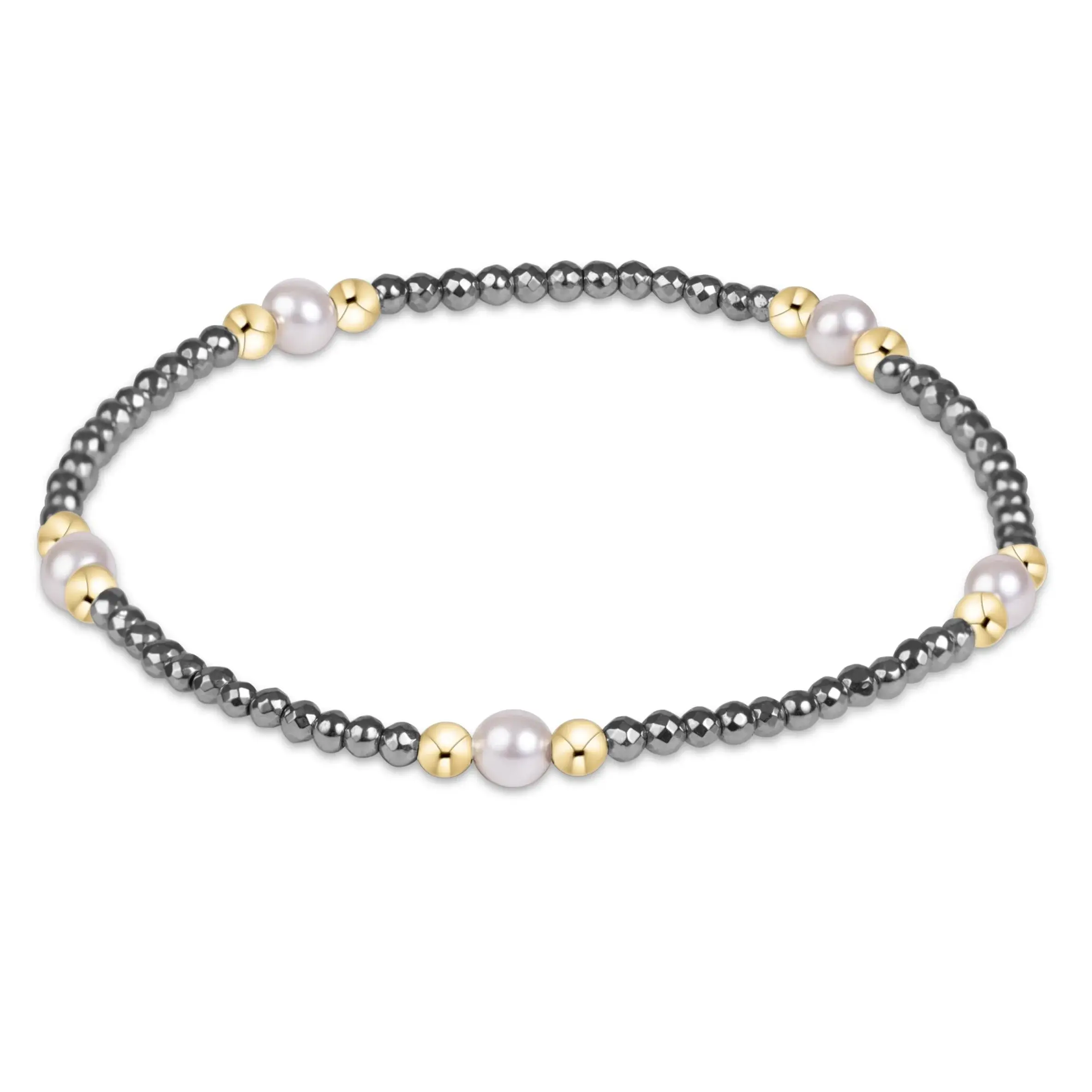 enewton - purpose pearl 4mm silver faceted hematite bracelet