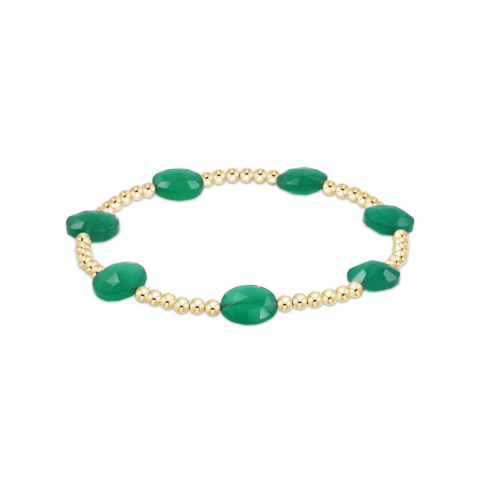enewton Admire Gold 3mm Bead Bracelet - Green Onyx