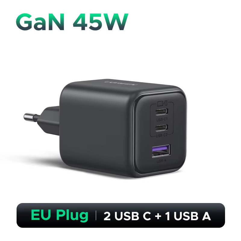 Miniatura: UGREEN Carregador GaN 45W USB-C PD 3.0 PPS com 3 Portas para Notebook e Celular
