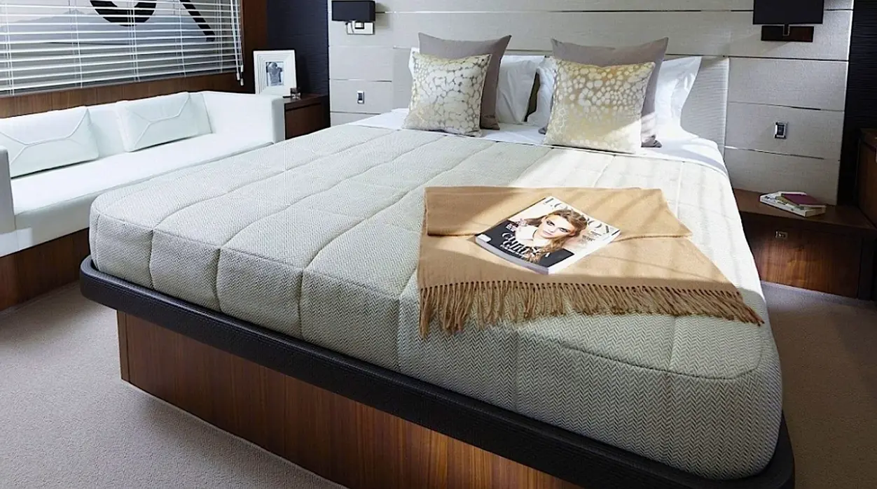 Princess V62S yacht charter Saint Tropez by Navélia, master cabin interior