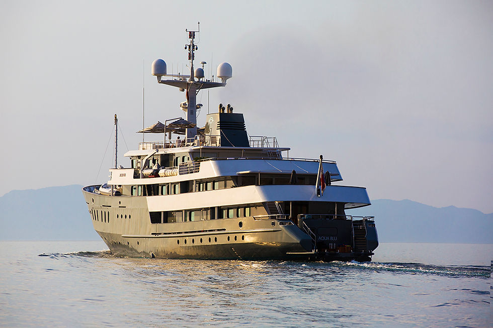 Aqua Blu luxury expedition yacht cruising in Indonesian waters during a private liveaboard charter