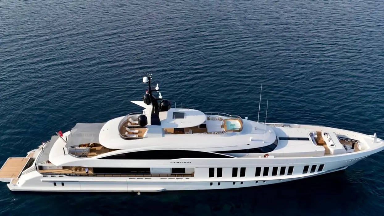 Aerial bow view of Alia 60m luxury superyacht cruising at sea