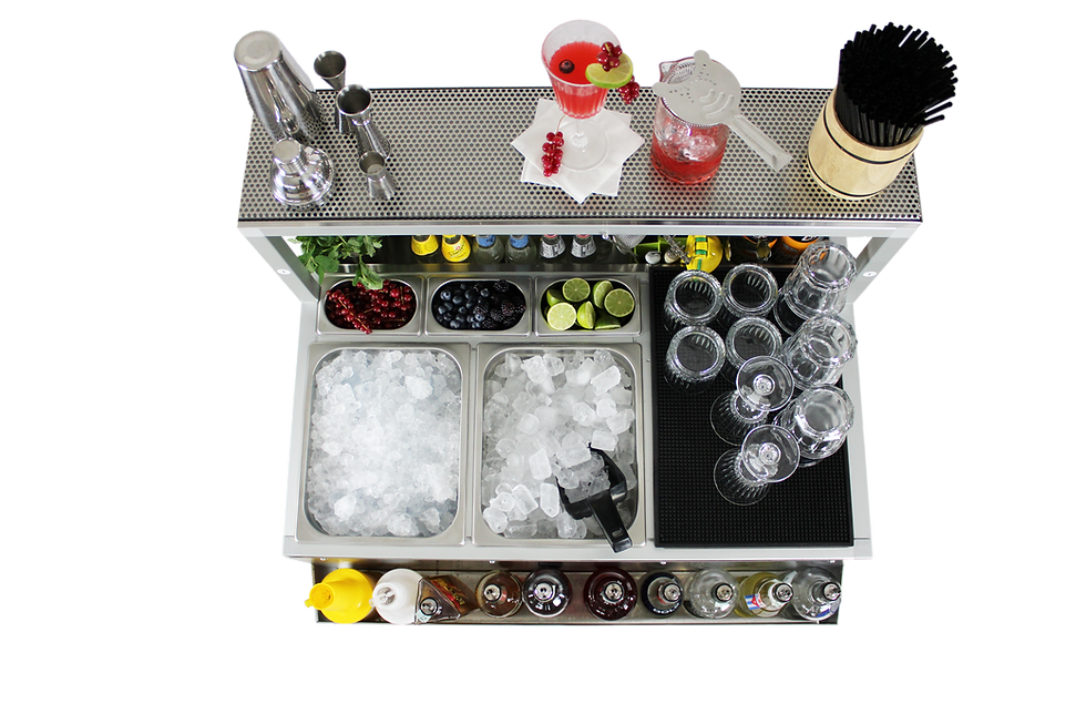 Thumbnail: Premium modular cocktail station, Deus 120cm, foldable aluminum structure, modern bartender setup, terrace and event-ready