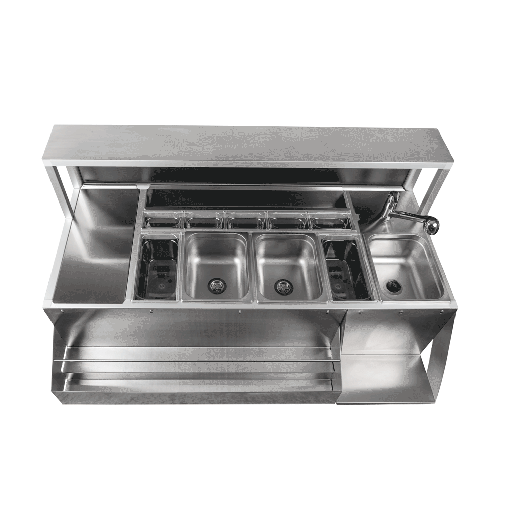 Cocktail station personalizzabile, trasportabile per esterno e interno locale