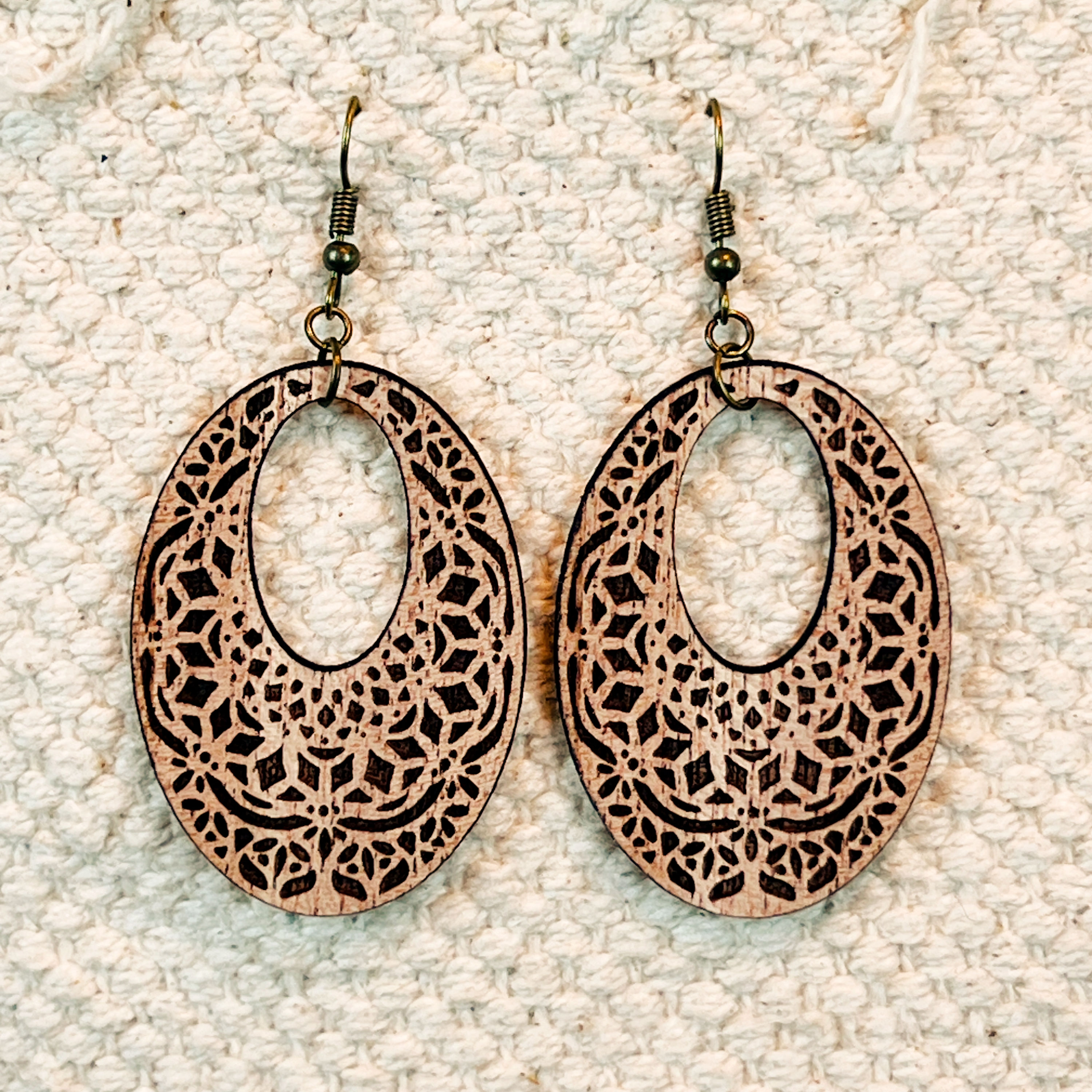 Earrings - Oval Cutout Mandala 22