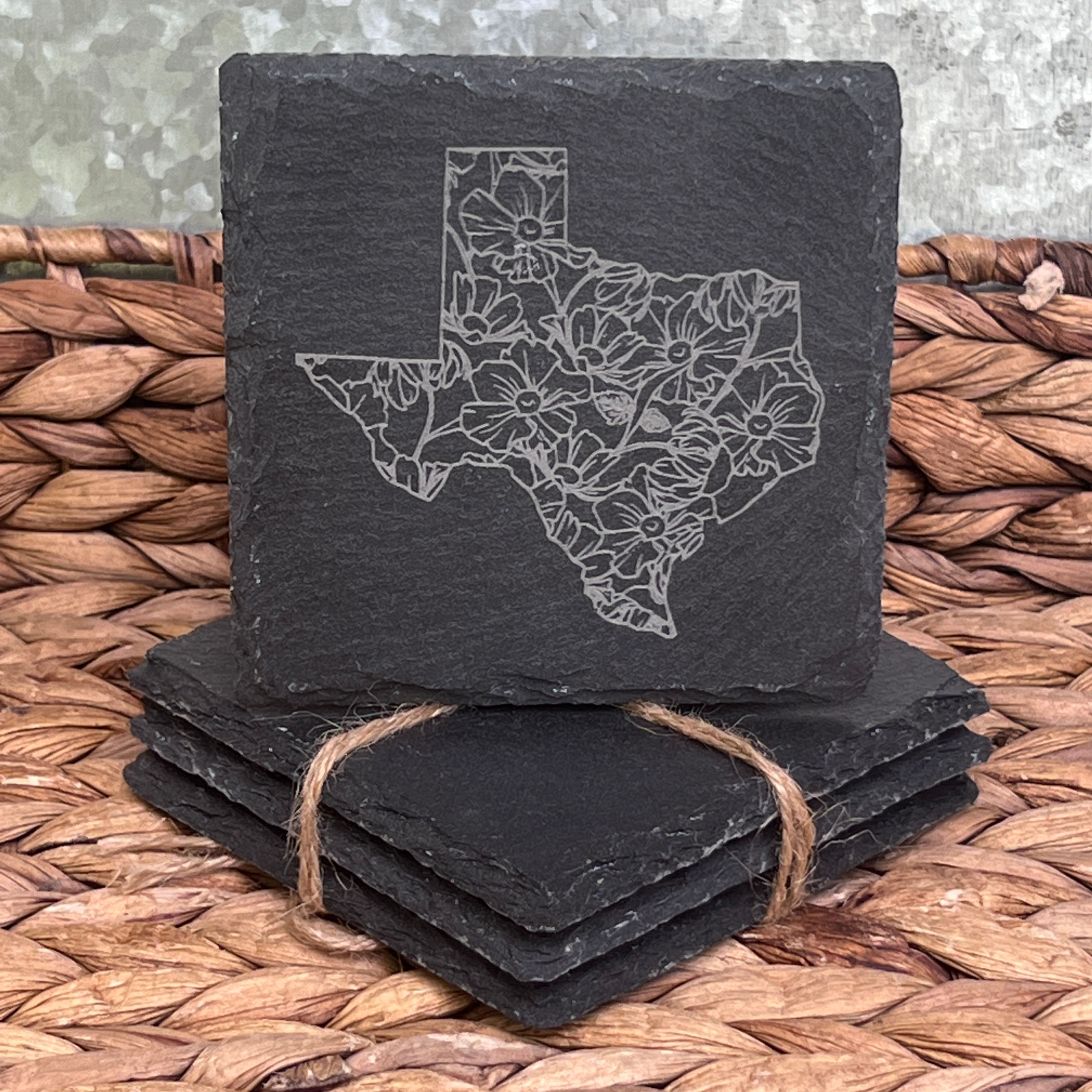 Slate Coasters - Texas Flowers