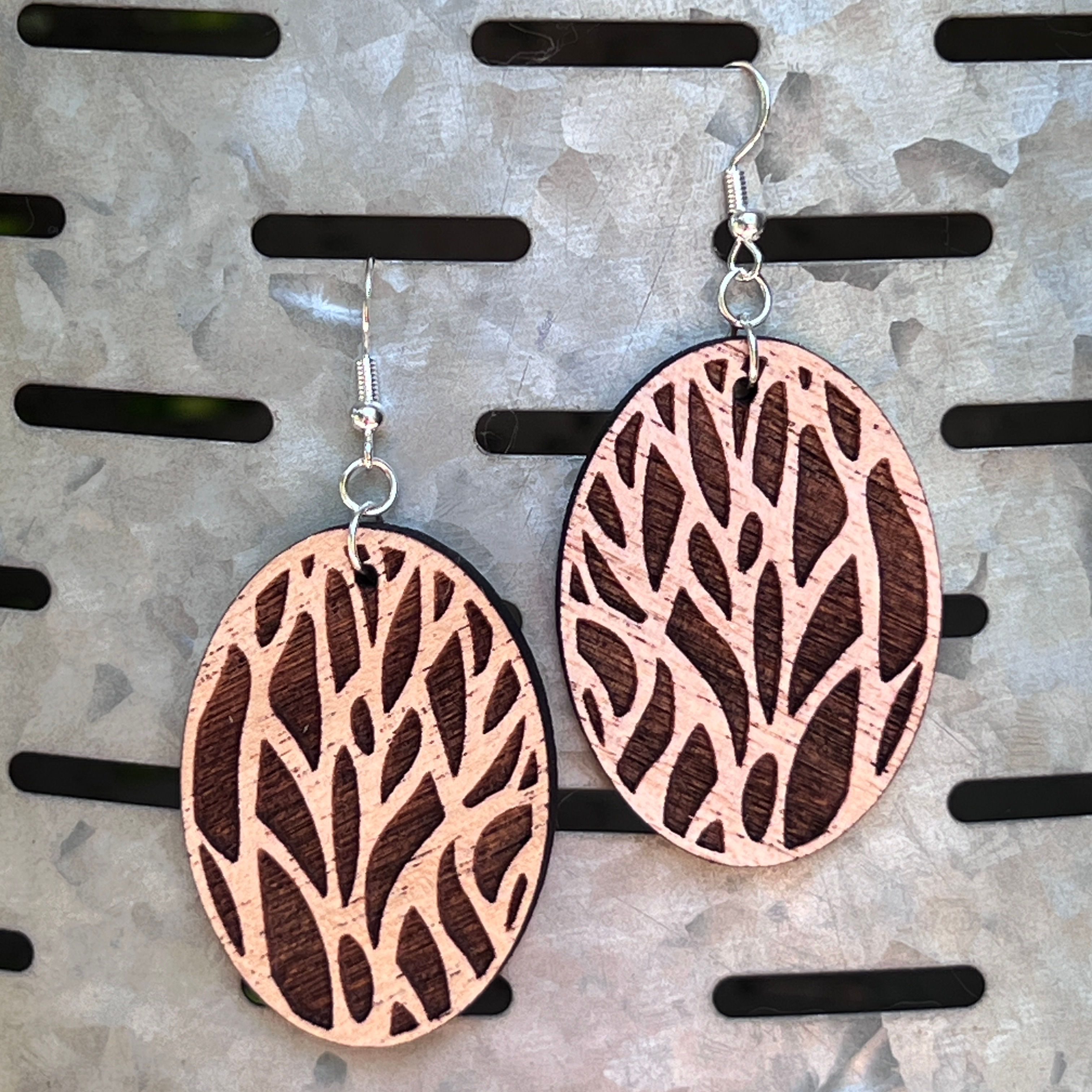 Earrings - Oval, Abstract Design