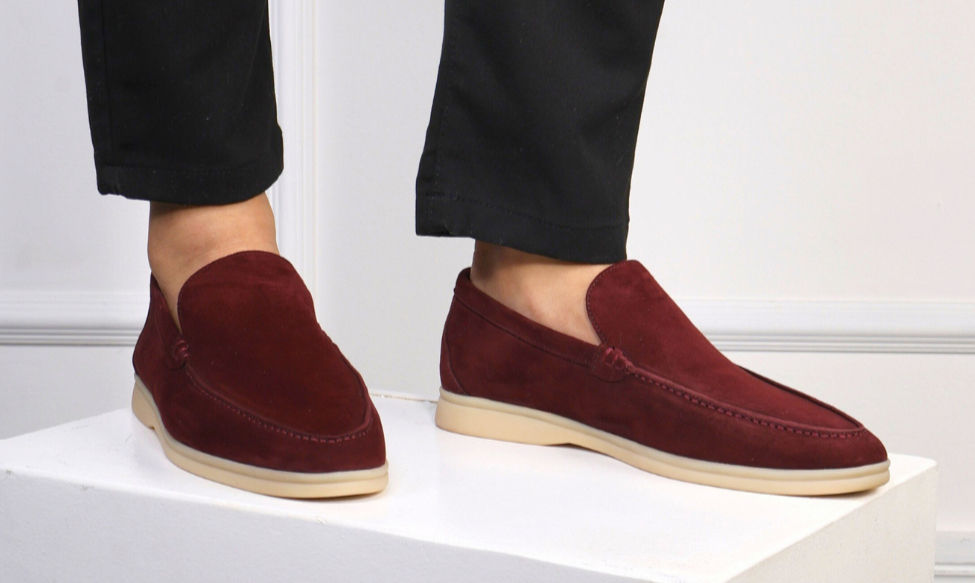 Suede leather men’s shoes with soft velvety texture