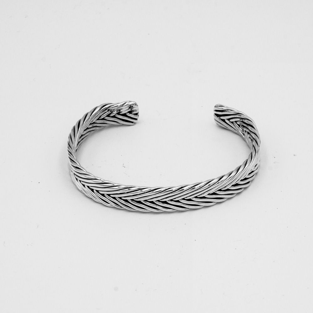 PLAITED SILVER BANGLE