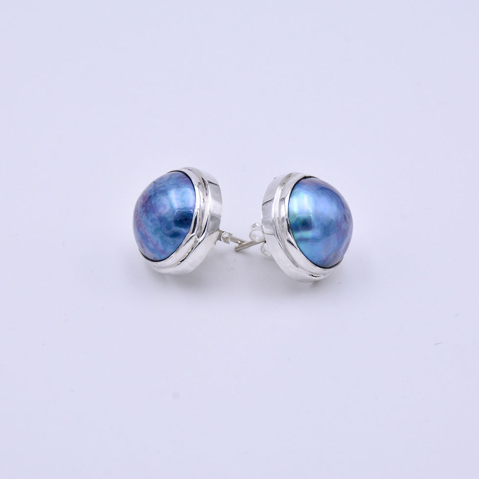 Thumbnail: BLUE MABE PEARL STUDS