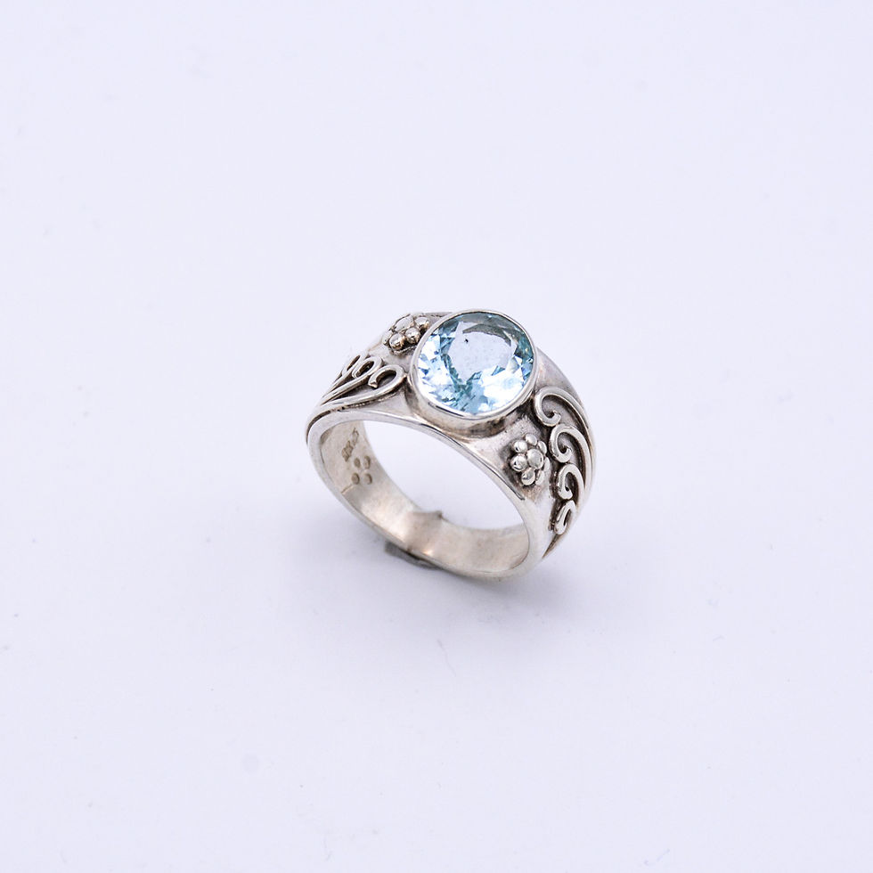 Thumbnail: AQUAMARINE SILVER RING