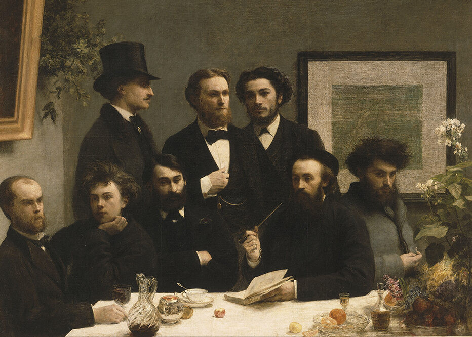 "By the Table," featuring members of the Club de Hashishin by Henri Fantin-Latour.