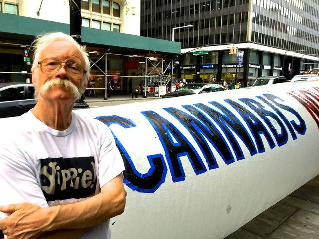 Dana Beal with giant inflated joint in NY
