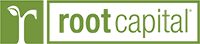 Green logo of Root Capital that is horizontally oriented with a small drawing of a sprout that also looks like the letter R. The the right of it the words root capital are framed