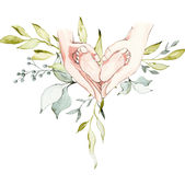 Illustration parents enfant bébé nouveau-né naissance fleurs dessin