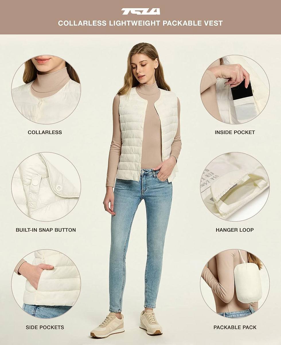 Thumbnail: TSLA Women's Lightweight Packable Accent Puffer Jacket, Water-Resistant Winter 