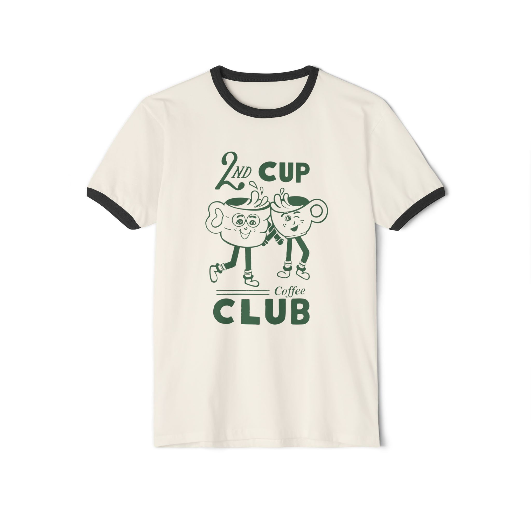 2nd Cup Coffee Club - Retro Ringer Tee Green