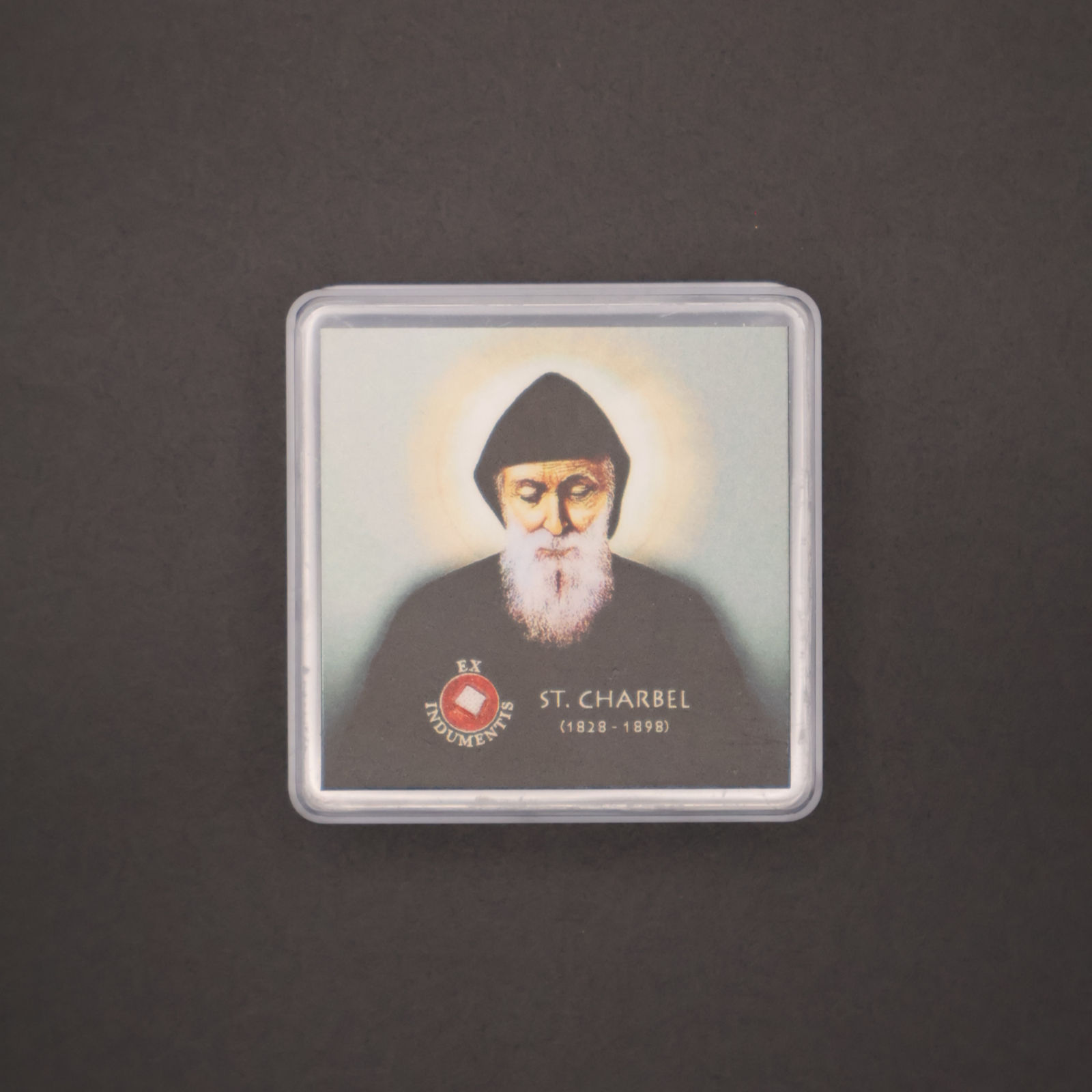 St Charbel Square Rosary Box with Relic