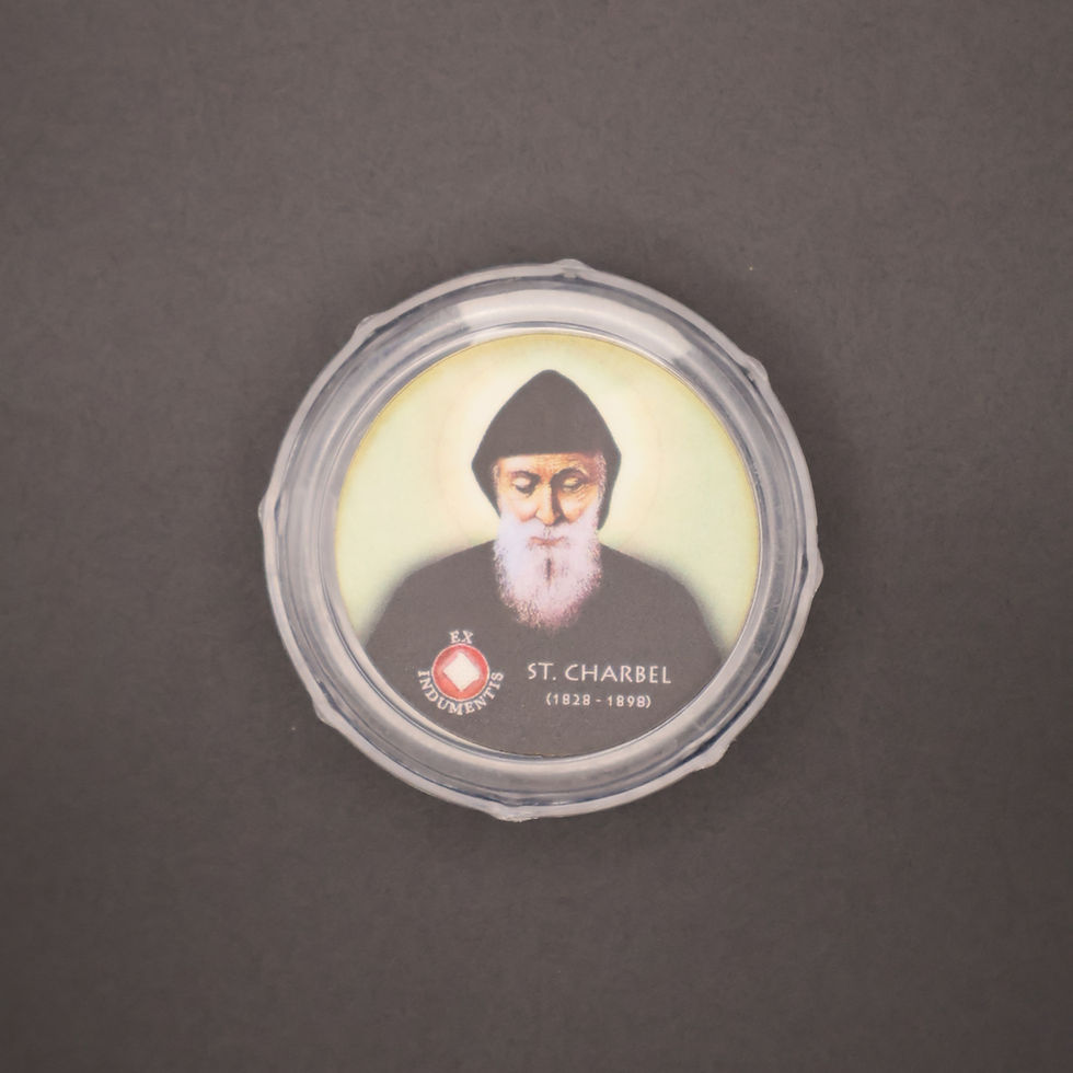 Thumbnail: St Charbel Square Rosary Box with Relic