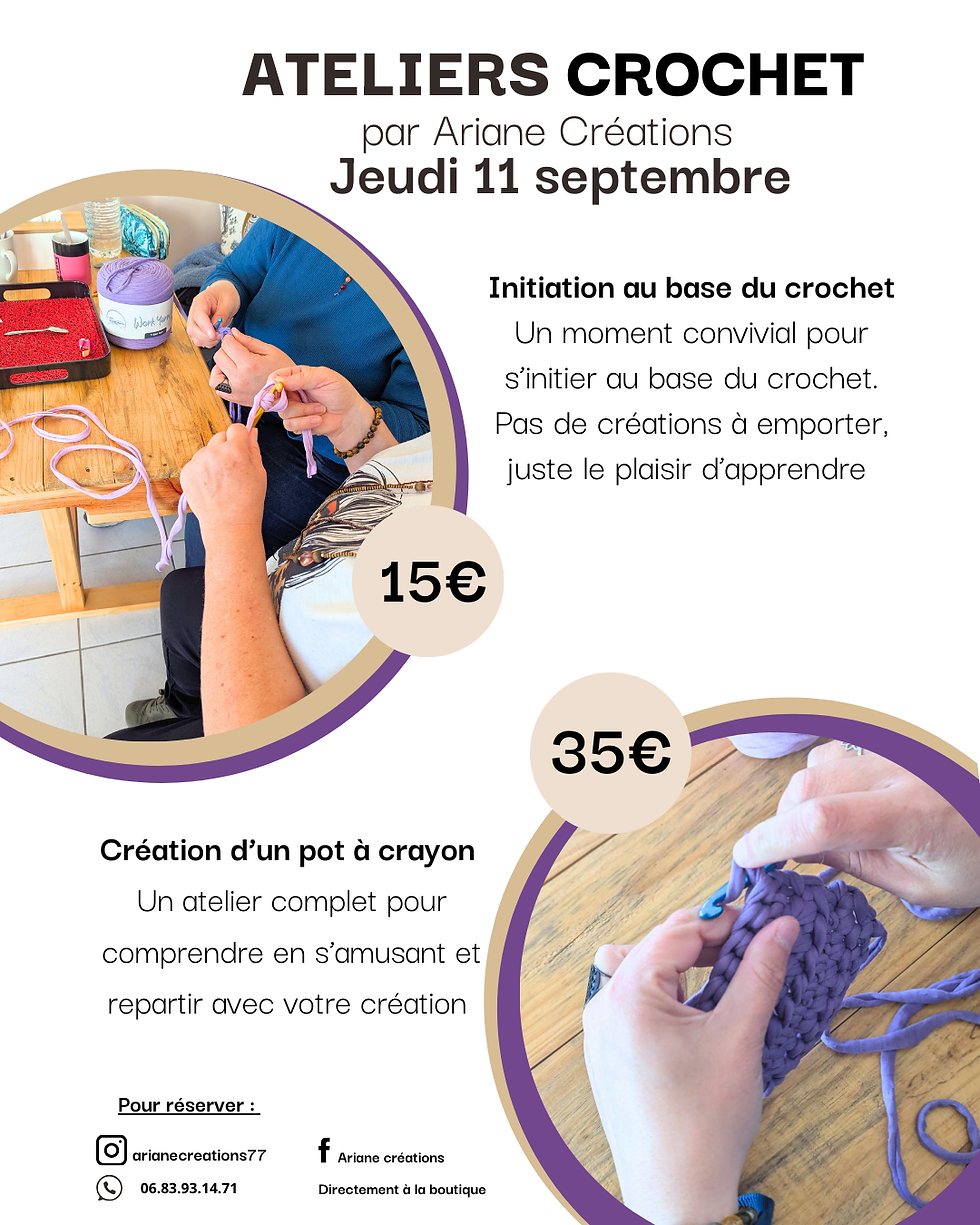 Atelier crochet initiation et fabrication