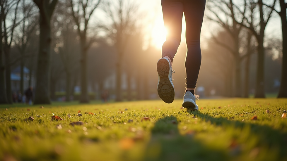 Eye-level view of a person exercising in a park