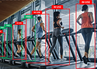 Photo of treadmills with A.i Tech Crowd behaviour set to occupancy
