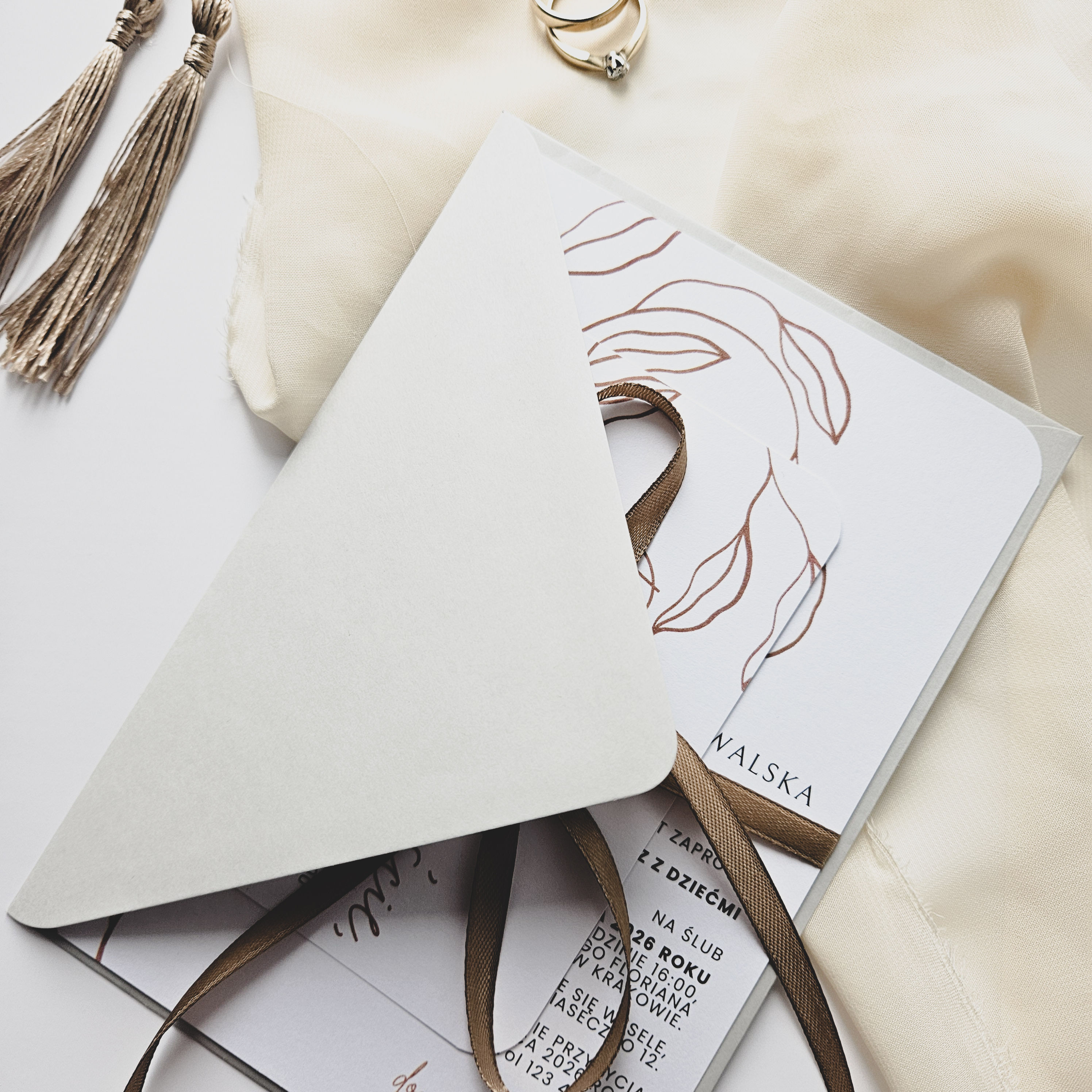 Minimalistyczne Zaproszenie ślubne jednokartkowe Grey