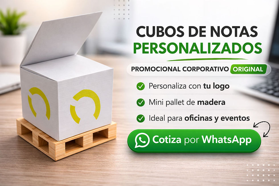 Cubo de Notas con base Mini Pallet personalizado para empresas y regalos corporativos.