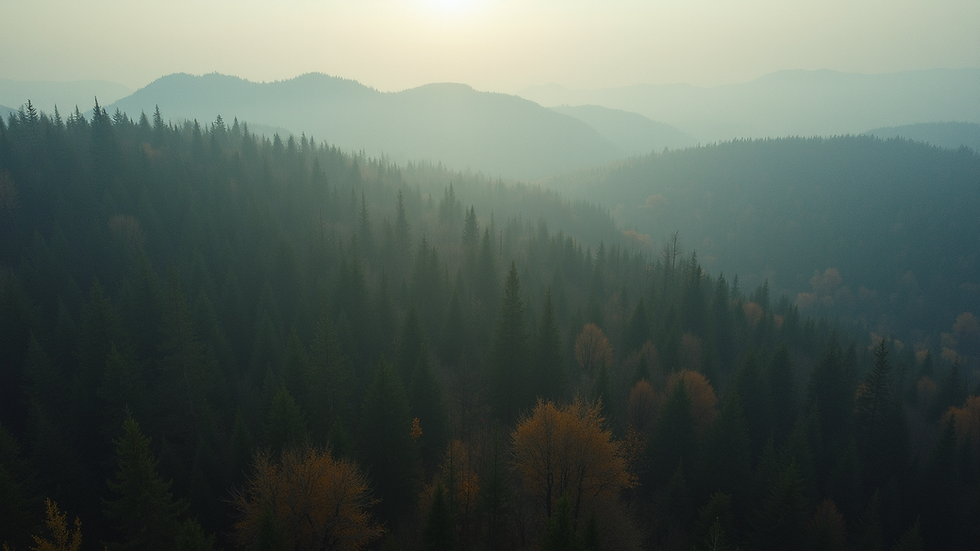 Aerial view of a forested area showing signs of wildfire risk
